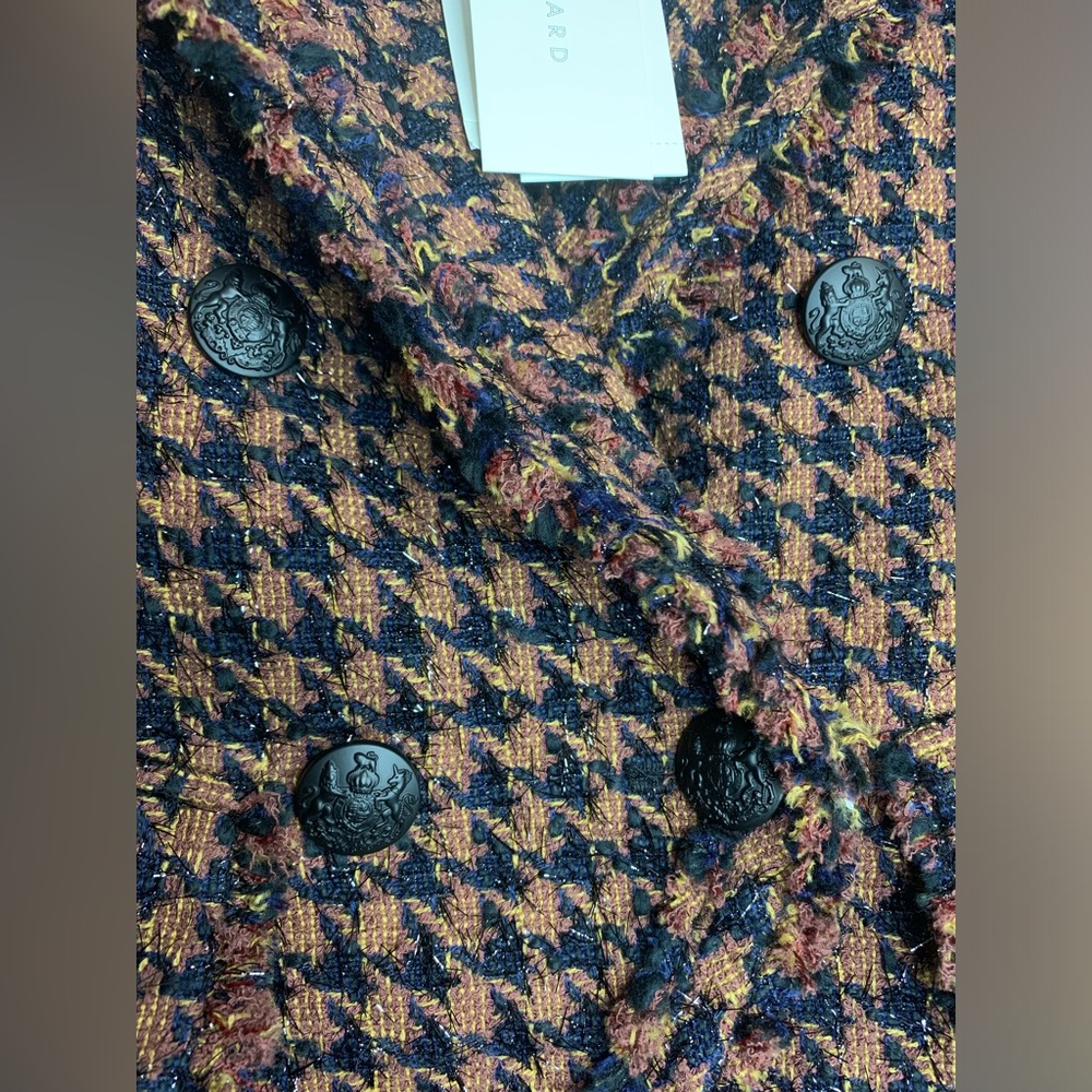 Veronica Beard Taja Dickey Jacket Size 4 Cognac Brown Tweed Houndstooth Blazer - Picture 7 of 16